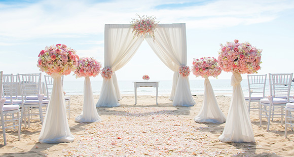 a wedding reception on a beach